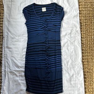 Nicole by Nicole Miller Blue and Black Ruched Sheath Dress